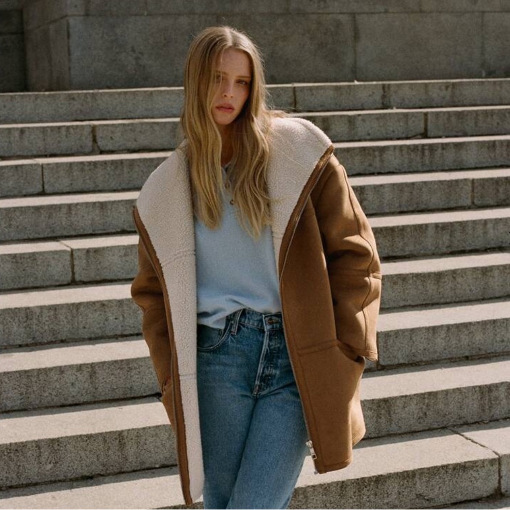 Mango Faux shearling oversized coat